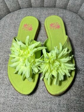 Vibrant Lime Green Slide Sandal with Textured Footbed